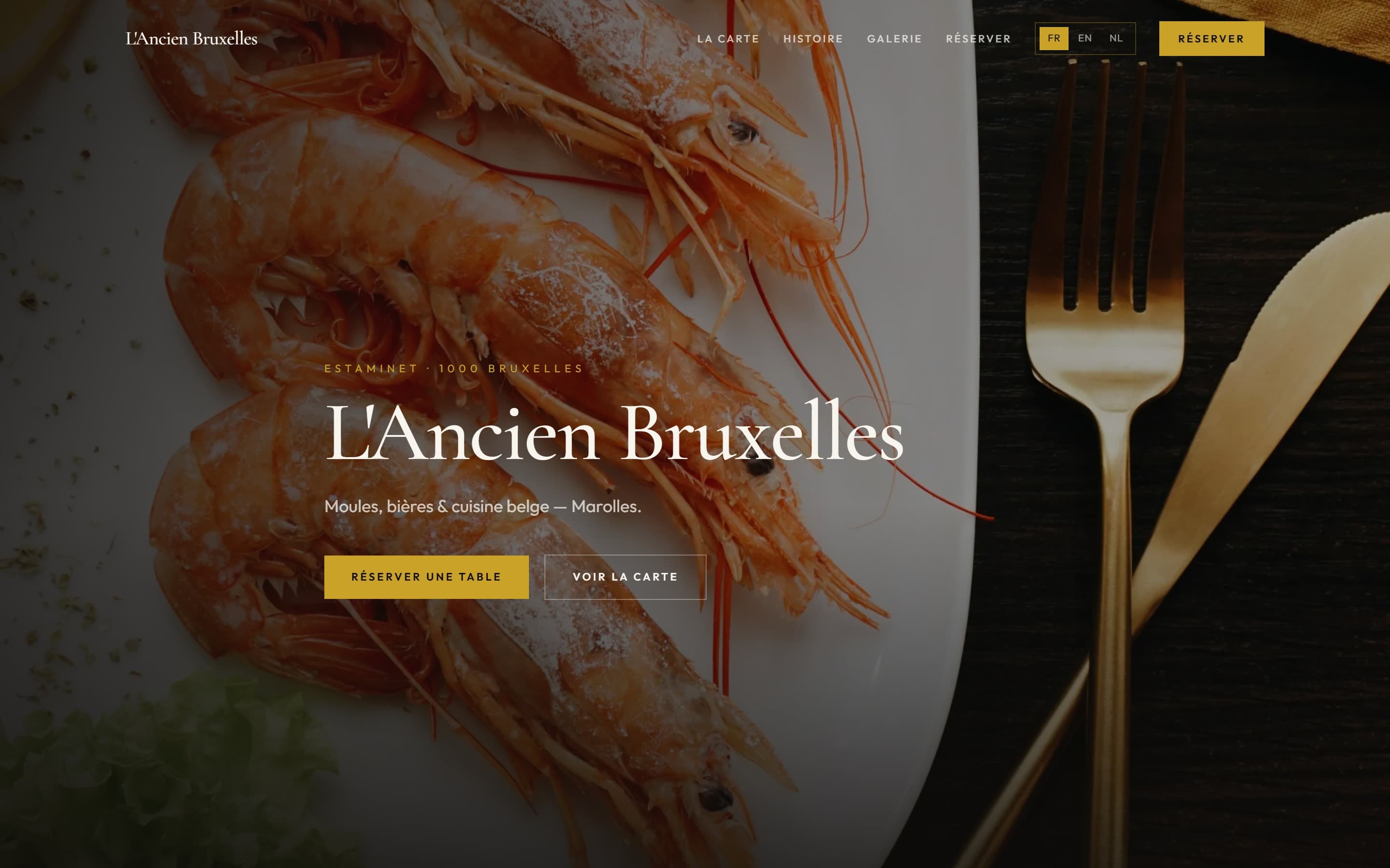 Site web restaurant à Marolles — L'Ancien Bruxelles