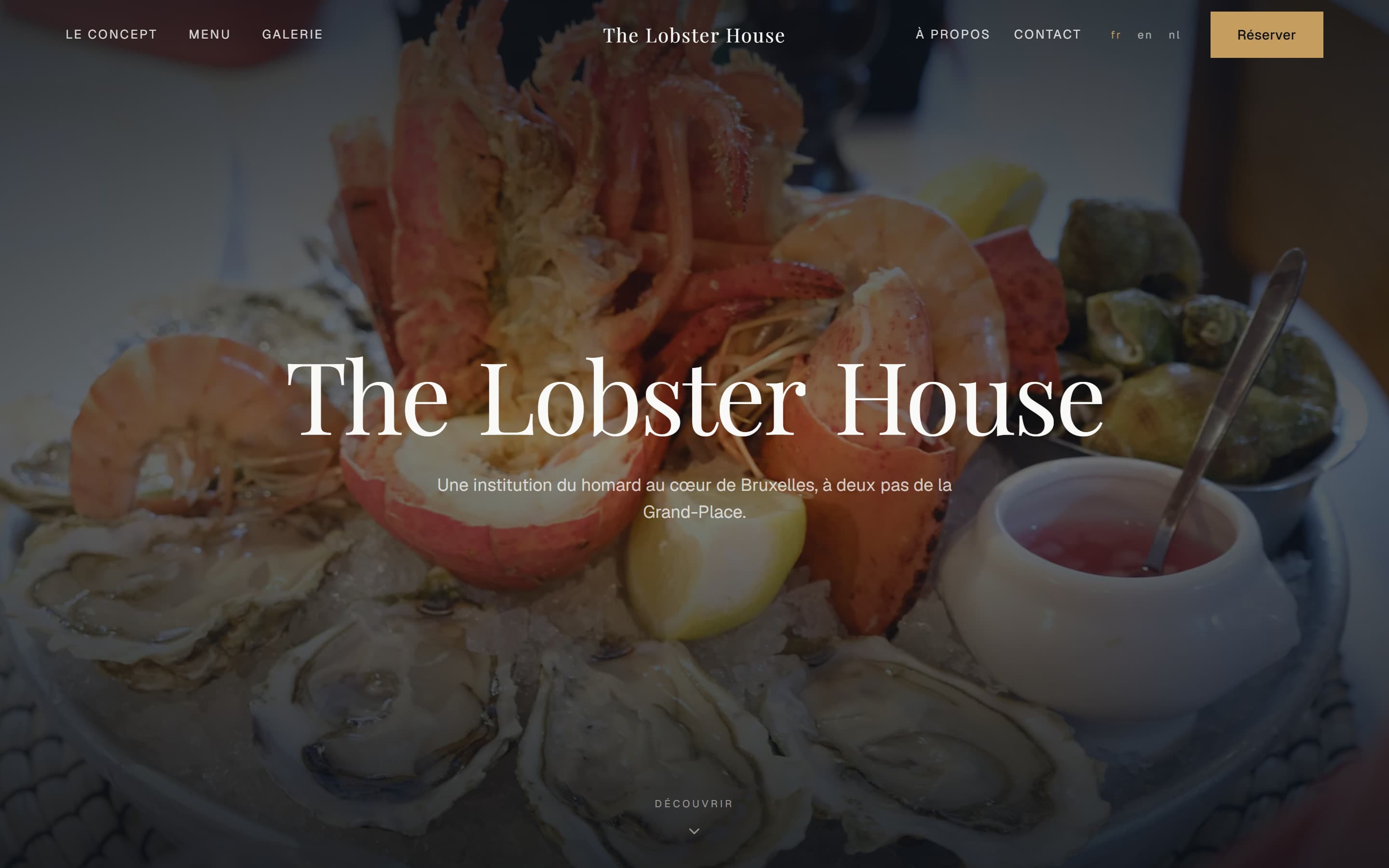 Site web restaurant à Bruxelles-Centre — The Lobster House